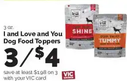 Harris Teeter I and Love and You Dog Food Toppers offer