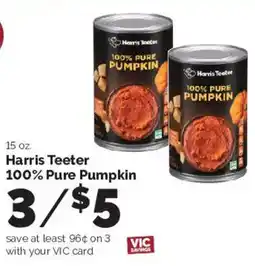 Harris Teeter Harris Teeter 100% Pure Pumpkin offer