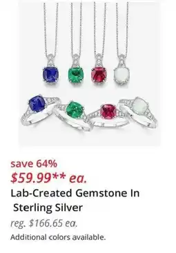 JC Penney Lab-Created Gemstone In Sterling Silver offer
