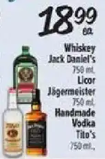 El Super Whiskey Jack Daniel's, Licor Jägermeister, Handmade Vodka Tito's offer