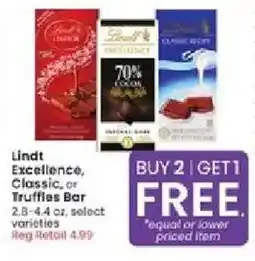 Albertsons Lindt Excellence, Classic, or Truffles Bar offer