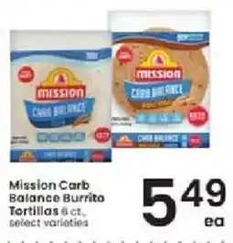 Albertsons Mission Carb Balance Burrito Tortillas offer