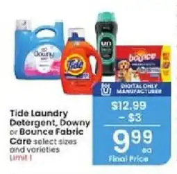 Albertsons Tide Laundry Detergent, Downy or Bounce Fabric Care offer