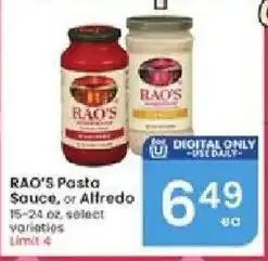 Albertsons Rao's Pasta Sauce, or Alfredo offer