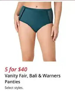 JC Penney Vanity Fair, Bali & Warners Panties offer