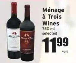 Ray's Food Ménage à Trois Wines offer