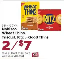 Harris Teeter Nabisco Wheat Thins, Triscuit, Ritz or Good Thins offer
