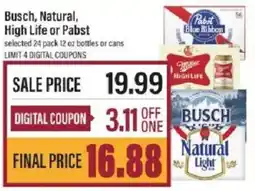 Lowes Foods Busch, Natural, High Life or Pabst offer