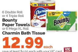 Harris Teeter Bounty Paper Towels or Charmin Bath Tissue offer