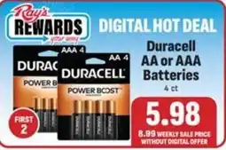 Ray's Food Duracell AA or AAA Batteries offer