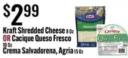 Jons International Kraft shredded cheese or cacique queso fresco offer