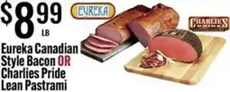 Jons International Eureka Canadian Style Bacon Or Charlies Pride Lean Pastrami offer