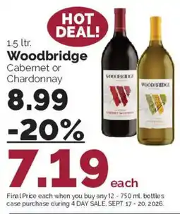 Harris Teeter Woodbridge Cabernet or Chardonnay offer