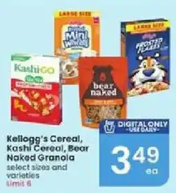 Albertsons Kellogg's Cereal, Kashi Cereal, Bear Naked Granola offer