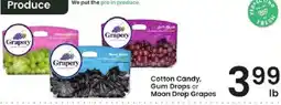 Albertsons Grapery cotton candy, gum drops or moon drop grapes offer