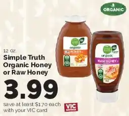 Harris Teeter Simple Truth Organic Honey or Raw Honey offer