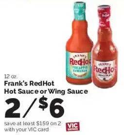 Harris Teeter Frank's RedHot Hot Sauce or Wing Sauce offer
