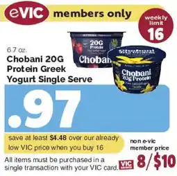Harris Teeter Chobani 20G Protein Greek Yogurt Single Serve offer
