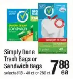 Lowes Foods Simply Done Trash Bags or Sandwich Bags offer