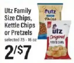Lowes Foods Utz family size chips, kettle chips or pretzels offer
