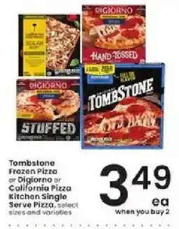 Albertsons Tombstone Frozen Pizza or Digioro or California Pizza offer