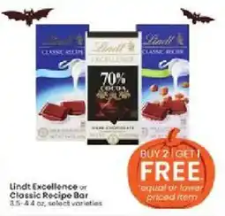 Albertsons Lindt Excellence or Classic Recipe Bar offer