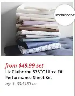 JC Penney Liz Claiborne 575TC Ultra Fit Performance Sheet Set offer