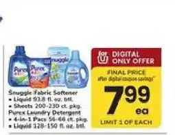 Safeway Snuggle Fabric Softener / Purex Laundry Detergent offer