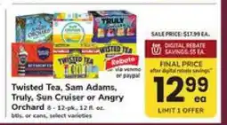 Safeway Twisted Tea, Sam Adams, Truly, Sun Cruiser or Angry Orchard offer