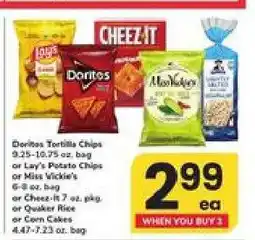 Safeway Doritos, Lay's, Miss Vickie's, Cheez-It, Quaker Rice or Corn Cakes offer