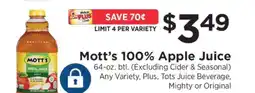 ShopRite Mott's 100% Apple Juice offer