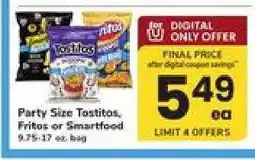 Safeway Party Size Tostitos, Fritos or Smartfood offer