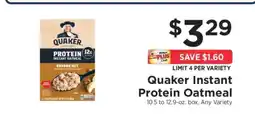 ShopRite Quaker Instant Protein Oatmeal offer