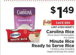 ShopRite Carolina Rice / Minute Rice Ready to Serve Rice offer