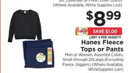ShopRite Hanes Fleece Tops or Pants offer