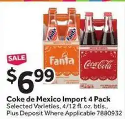 Stop&Shop Coke de Mexico Import 4 Pack offer