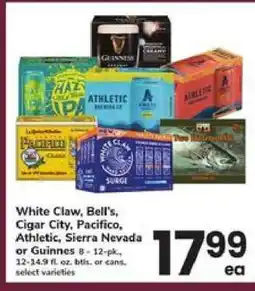 Safeway White Claw, Bell's, Cigar City, Pacifico, Athletic, Sierra Nevada or Guinness offer