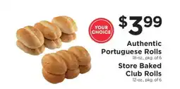 ShopRite Authentic Portuguese Rolls or Store Baked Club Rolls offer