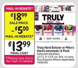 Stop&Shop Truly Hard Seltzer or Mike's Hard Lemonade 12 Pack offer