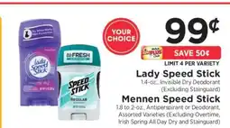 ShopRite Lady Speed Stick / Mennen Speed Stick offer