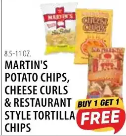 Karns Martin's potato chips, cheese curls & restaurant style tortilla chips offer