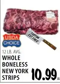 Karns Usda choice whole boneless new york strips offer