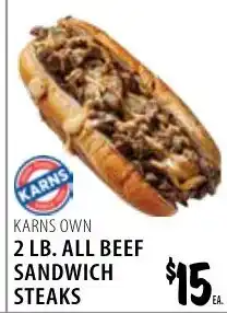 Karns Karns Own 2 Lb. All Beef Sandwich Steaks offer