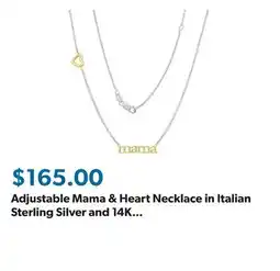 Sam's Club Adjustable Mama & Heart Necklace in Italian Sterling Silver and 14K Gold offer