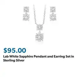 Sam's Club Lab White Sapphire Pendant and Earring Set in Sterling Silver offer