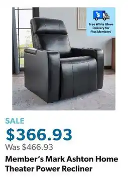 Sam's Club Member's Mark Ashton Home Theater Power Recliner offer