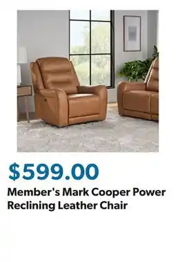 Sam's Club Member's Mark Cooper Power Reclining Leather Chair offer