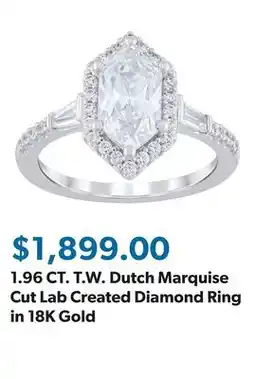 Sam's Club 1.96 CT. T.W. Dutch Marquise Cut Lab Created Diamond Ring in 18K Gold offer
