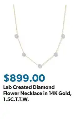 Sam's Club Lab Created Diamond Flower Necklace in 14K Gold, 1.5C.T.T.W offer