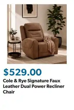 Sam's Club Cole & Rye Signature Faux Leather Dual Power Recliner Chair offer